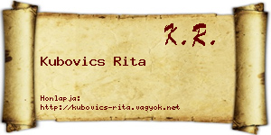 Kubovics Rita névjegykártya